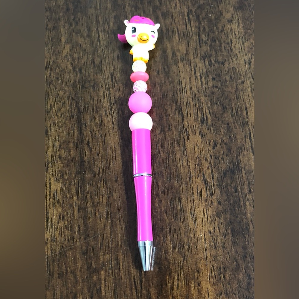 Unicorn beads Pen pink . 7”L  X 1” W